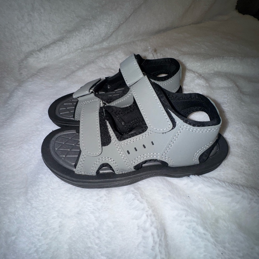 Gray and Black Kids Sandals